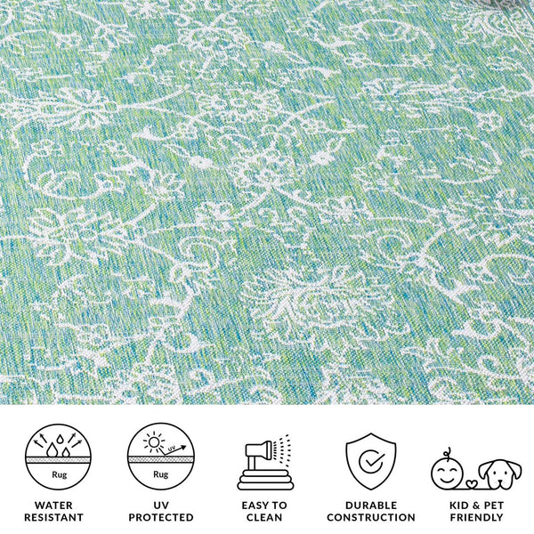 Safavieh Courtyard Exquisite Area Rug - Timeless Elegance In Aqua And Navy For Indoor Or Outdoor Spaces Green ,Ivory 88% Polypropylene,12% Polyester Cy8680-55721-9