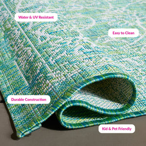 Safavieh Courtyard Exquisite Area Rug - Timeless Elegance In Aqua And Navy For Indoor Or Outdoor Spaces Black ,Ivory 88% Polypropylene,12% Polyester Cy8680-36621-27