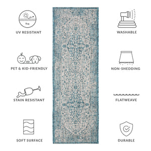 Safavieh Courtyard Power Loomed Area Rug In Serene Blue And Grey - Timeless Elegance For Any Space Navy ,Aqua 85.4% Polypropylene,10.4% Polyester,4.2% Latex Cy8720-39421-4