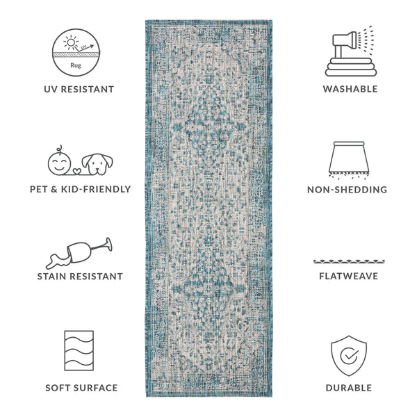Safavieh Courtyard Power Loomed Area Rug In Serene Blue And Grey - Timeless Elegance For Any Space Navy ,Aqua 85.4% Polypropylene,10.4% Polyester,4.2% Latex Cy8720-39421-4