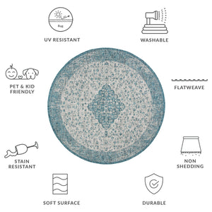 Safavieh Courtyard Power Loomed Area Rug In Serene Blue And Grey - Timeless Elegance For Any Space Navy ,Aqua 85.4% Polypropylene,10.4% Polyester,4.2% Latex Cy8720-39421-4