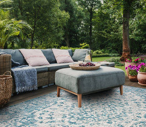 Safavieh Courtyard Power Loomed Area Rug In Serene Blue And Grey - Timeless Elegance For Any Space Navy ,Aqua 85.4% Polypropylene,10.4% Polyester,4.2% Latex Cy8720-39421-4