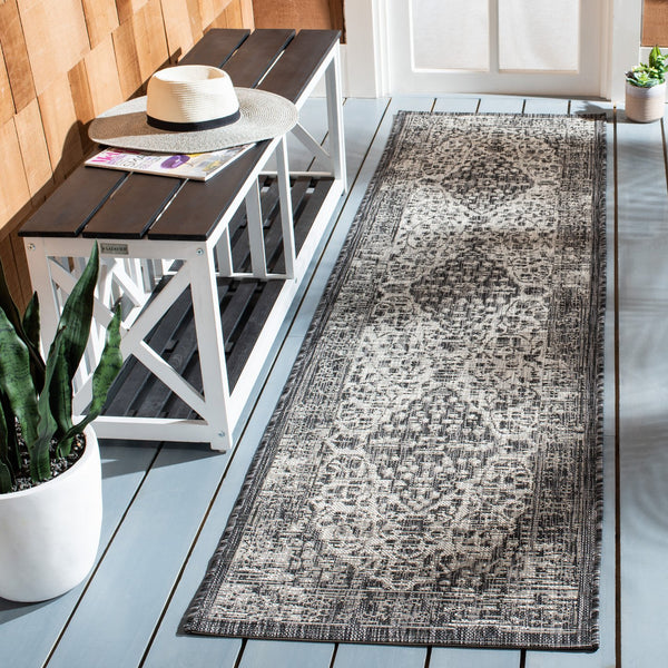 Safavieh Courtyard Power Loomed Area Rug In Serene Blue And Grey - Timeless Elegance For Any Space Navy ,Aqua 85.4% Polypropylene,10.4% Polyester,4.2% Latex Cy8720-39421-4