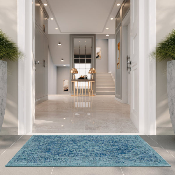 Safavieh Courtyard Power Loomed Area Rug In Serene Blue And Grey - Timeless Elegance For Any Space Navy ,Aqua 85.4% Polypropylene,10.4% Polyester,4.2% Latex Cy8720-39421-4