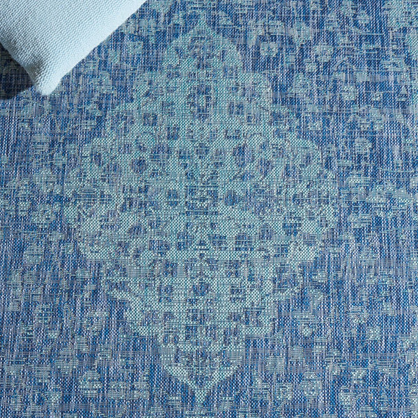 Safavieh Courtyard Power Loomed Area Rug In Serene Blue And Grey - Timeless Elegance For Any Space Navy ,Aqua 85.4% Polypropylene,10.4% Polyester,4.2% Latex Cy8720-39421-4