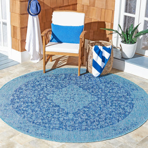 Safavieh Courtyard Power Loomed Area Rug In Serene Blue And Grey - Timeless Elegance For Any Space Navy ,Aqua 85.4% Polypropylene,10.4% Polyester,4.2% Latex Cy8720-39421-4