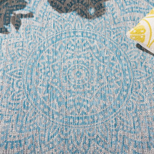 Safavieh Courtyard 9' Square Area Rug With Mandala Design In Light Grey And Teal – Perfect For Any Space Light Grey ,Fuchsia 88% Polypropylene,12% Polyester Cy8734-39712-4r