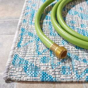 Safavieh Courtyard 9' Square Area Rug With Mandala Design In Light Grey And Teal – Perfect For Any Space Ivory ,Soft Pink 88% Polypropylene,12% Polyester Cy8734-56212-5