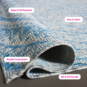 Safavieh Courtyard 9' Square Area Rug With Mandala Design In Light Grey And Teal – Perfect For Any Space Light Grey ,Fuchsia 88% Polypropylene,12% Polyester Cy8734-39712-4r