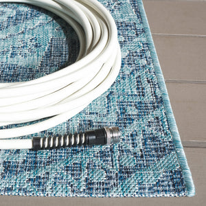 Safavieh Courtyard 9' Square Area Rug With Mandala Design In Light Grey And Teal – Perfect For Any Space Light Grey ,Teal 85.4% Polypropylene,10.4% Polyester,4.2% Latex Cy8734-37212-8sq