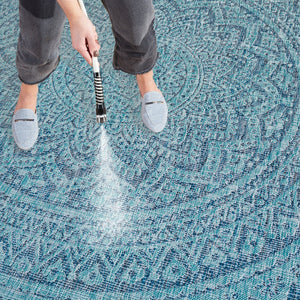 Safavieh Courtyard 9' Square Area Rug With Mandala Design In Light Grey And Teal – Perfect For Any Space Light Grey ,Teal 85.4% Polypropylene,10.4% Polyester,4.2% Latex Cy8734-37212-8sq