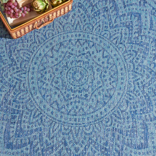 Safavieh Courtyard 9' Square Area Rug With Mandala Design In Light Grey And Teal – Perfect For Any Space Light Grey ,Teal 85.4% Polypropylene,10.4% Polyester,4.2% Latex Cy8734-37212-8sq