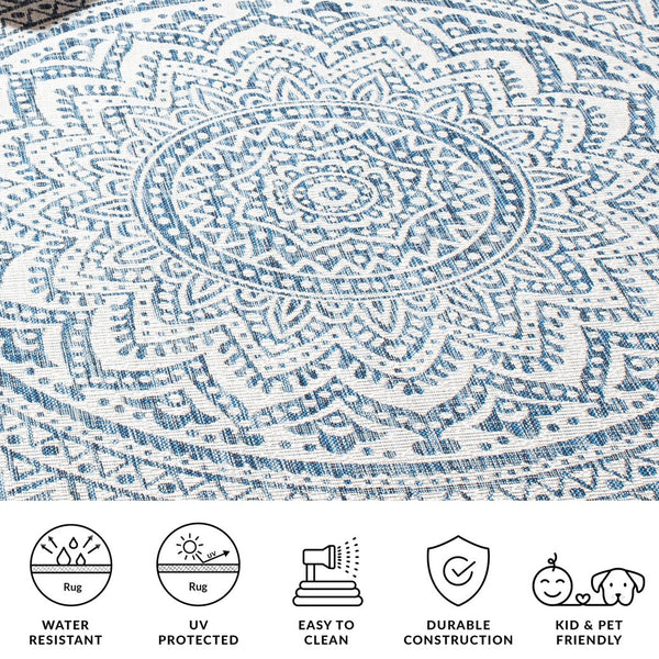Safavieh Courtyard 9' Square Area Rug With Mandala Design In Light Grey And Teal – Perfect For Any Space Light Grey ,Fuchsia 88% Polypropylene,12% Polyester Cy8734-39712-4r