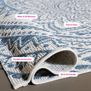 Safavieh Courtyard 9' Square Area Rug With Mandala Design In Light Grey And Teal – Perfect For Any Space Light Grey ,Teal 85.4% Polypropylene,10.4% Polyester,4.2% Latex Cy8734-37212-8sq