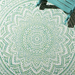 Safavieh Courtyard 9' Square Area Rug With Mandala Design In Light Grey And Teal – Perfect For Any Space Light Grey ,Teal 85.4% Polypropylene,10.4% Polyester,4.2% Latex Cy8734-37212-8sq