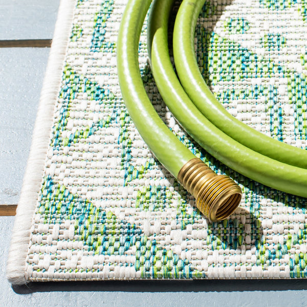 Safavieh Courtyard 9' Square Area Rug With Mandala Design In Light Grey And Teal – Perfect For Any Space Ivory ,Soft Pink 88% Polypropylene,12% Polyester Cy8734-56212-5