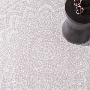 Safavieh Courtyard 9' Square Area Rug With Mandala Design In Light Grey And Teal – Perfect For Any Space Light Grey ,Fuchsia 88% Polypropylene,12% Polyester Cy8734-39712-4r