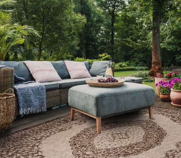 Safavieh Courtyard Elegant Terracotta Runner Rug - Timeless Design, Durable, Oeko-tex Certified For Indoor/Outdoor Use Light Grey ,Aqua 88% Polypropylene,12% Polyester Cy8751-37112-3