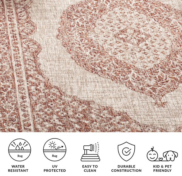 Safavieh Courtyard Elegant Terracotta Runner Rug - Timeless Design, Durable, Oeko-tex Certified For Indoor/Outdoor Use Light Grey ,Aqua 88% Polypropylene,12% Polyester Cy8751-37112-3