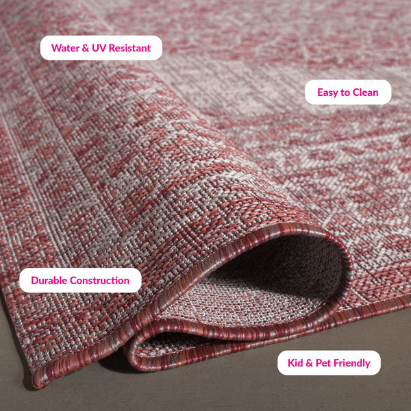 Safavieh Courtyard Elegant Terracotta Runner Rug - Timeless Design, Durable, Oeko-tex Certified For Indoor/Outdoor Use Light Grey ,Aqua 88% Polypropylene,12% Polyester Cy8751-37112-3