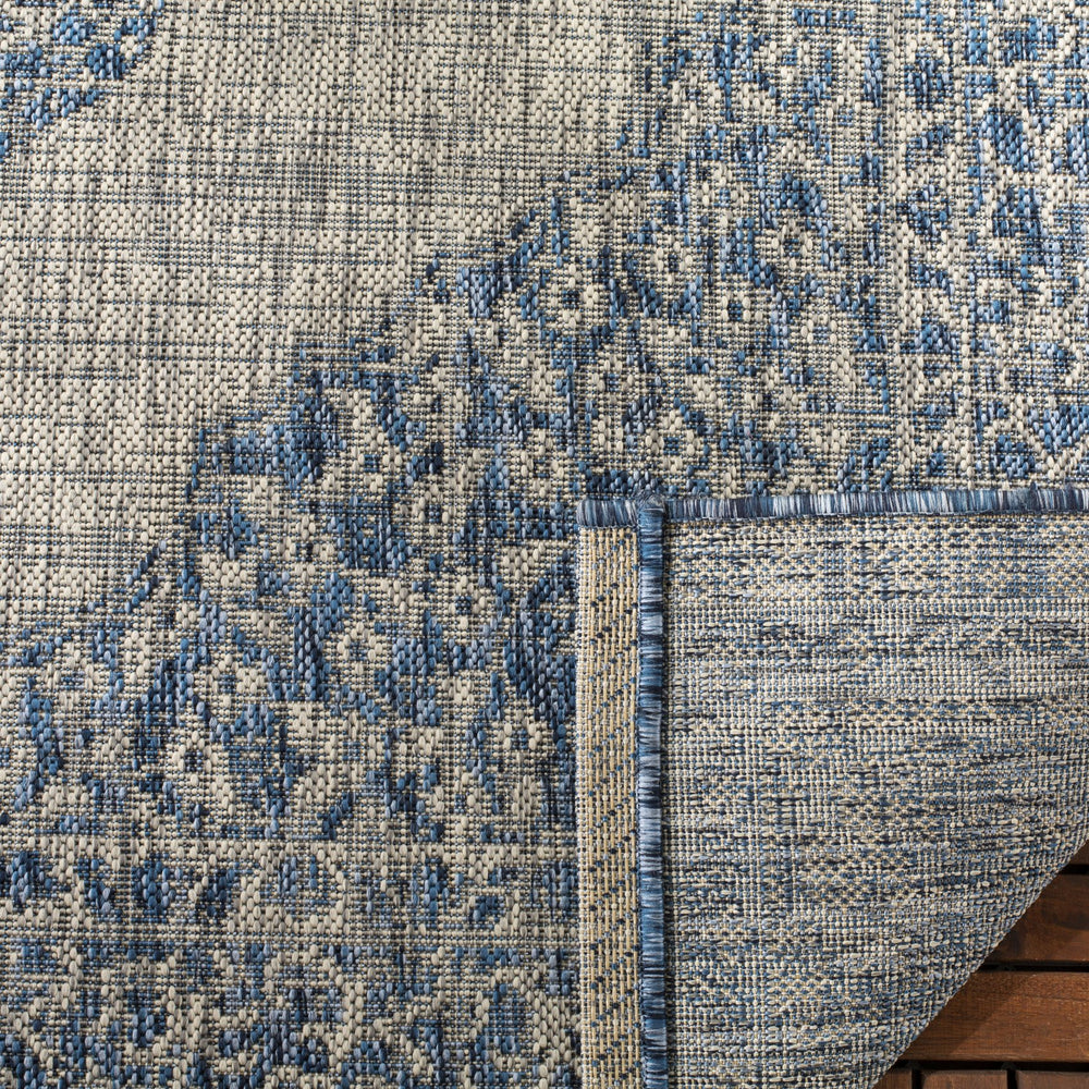 Safavieh Courtyard Elegant Terracotta Runner Rug - Timeless Design, Durable, Oeko-tex Certified For Indoor/Outdoor Use Light Grey ,Aqua 88% Polypropylene,12% Polyester Cy8751-37112-3