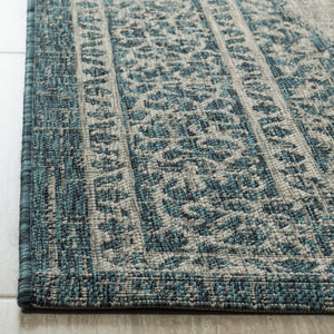 Safavieh Courtyard Elegant Terracotta Runner Rug - Timeless Design, Durable, Oeko-tex Certified For Indoor/Outdoor Use Light Grey ,Aqua 88% Polypropylene,12% Polyester Cy8751-37112-3