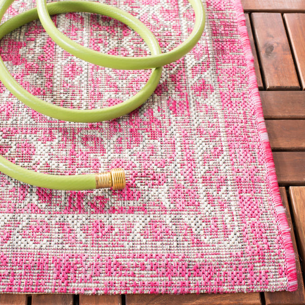 Safavieh Courtyard Elegant Terracotta Runner Rug - Timeless Design, Durable, Oeko-tex Certified For Indoor/Outdoor Use Light Grey ,Aqua 88% Polypropylene,12% Polyester Cy8751-37112-3