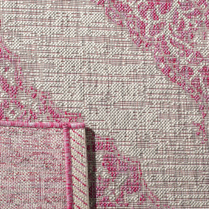 Safavieh Courtyard Elegant Terracotta Runner Rug - Timeless Design, Durable, Oeko-tex Certified For Indoor/Outdoor Use Light Grey ,Aqua 88% Polypropylene,12% Polyester Cy8751-37112-3