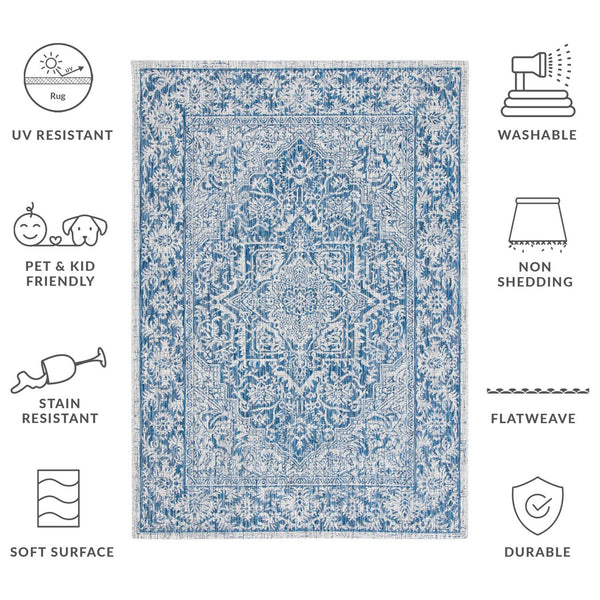 Safavieh Courtyard Exquisite Area Rug - Luxurious Navy And Light Grey Design For Timeless Elegance And Comfort Navy ,Light Grey 85.4% Polypropylene,10.4% Polyester,4.2% Latex Cy8763-36821-3