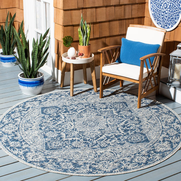 Safavieh Courtyard Exquisite Area Rug - Luxurious Navy And Light Grey Design For Timeless Elegance And Comfort Navy ,Light Grey 85.4% Polypropylene,10.4% Polyester,4.2% Latex Cy8763-36821-3
