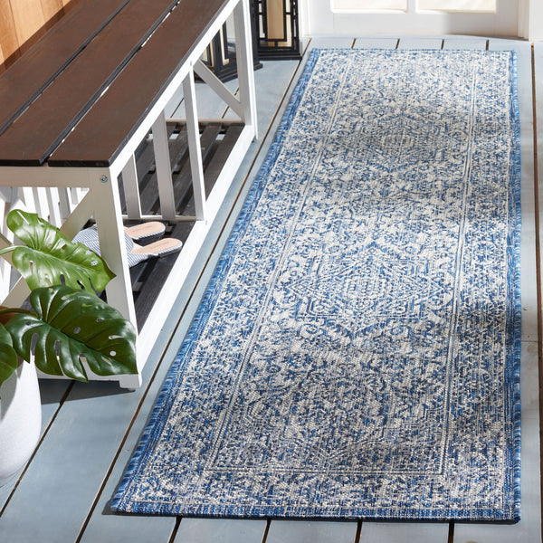 Safavieh Courtyard Exquisite Area Rug - Luxurious Navy And Light Grey Design For Timeless Elegance And Comfort Navy ,Light Grey 85.4% Polypropylene,10.4% Polyester,4.2% Latex Cy8763-36821-3