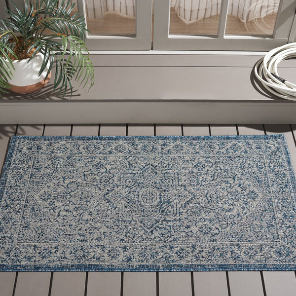 Safavieh Courtyard Exquisite Area Rug - Luxurious Navy And Light Grey Design For Timeless Elegance And Comfort Navy ,Light Grey 85.4% Polypropylene,10.4% Polyester,4.2% Latex Cy8763-36821-3