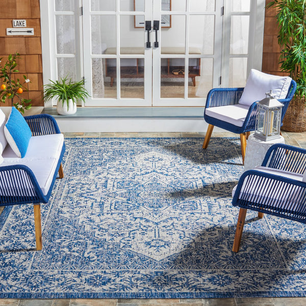 Safavieh Courtyard Exquisite Area Rug - Luxurious Navy And Light Grey Design For Timeless Elegance And Comfort Navy ,Light Grey 85.4% Polypropylene,10.4% Polyester,4.2% Latex Cy8763-36821-3