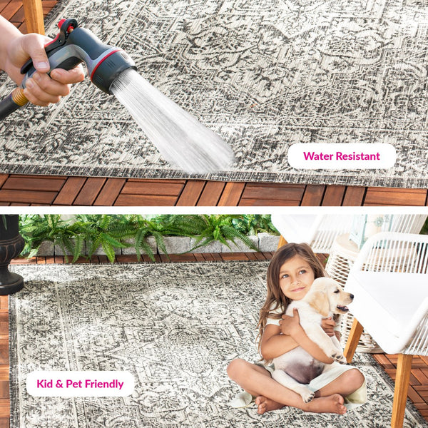 Safavieh Courtyard Exquisite Area Rug - Luxurious Navy And Light Grey Design For Timeless Elegance And Comfort Navy ,Light Grey 85.4% Polypropylene,10.4% Polyester,4.2% Latex Cy8763-36821-3