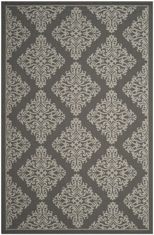 Safavieh Courtyard Elegant Power Loomed Area Rug - Timeless Damask Motifs For Indoor & Outdoor Spaces Dark Grey ,Light Grey 88% Polypropylene,12% Polyester Cy8765-07821-5