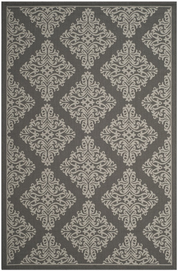 Safavieh Courtyard Elegant Power Loomed Area Rug - Timeless Damask Motifs For Indoor & Outdoor Spaces Dark Grey ,Light Grey 88% Polypropylene,12% Polyester Cy8765-07821-5