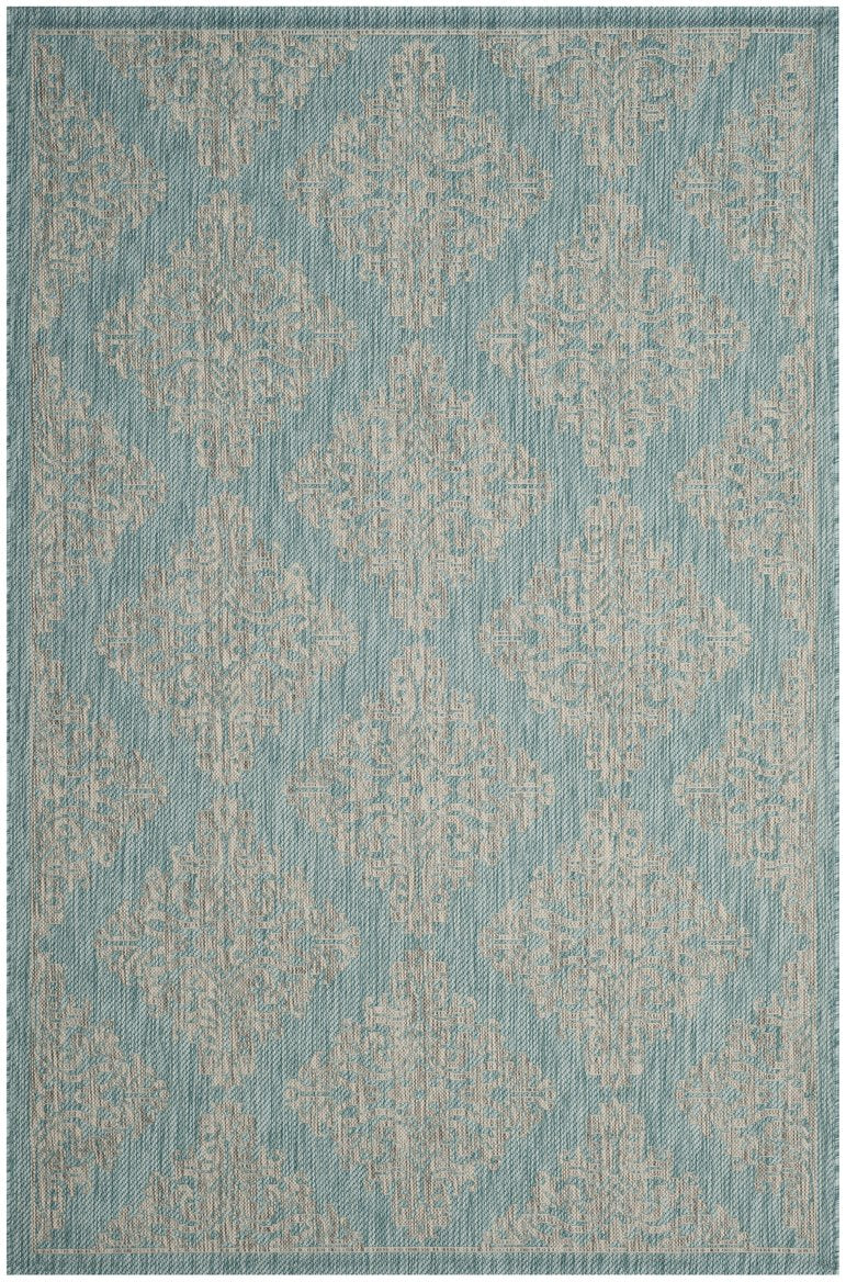 Safavieh Courtyard Elegant Power Loomed Area Rug - Timeless Damask Motifs For Indoor & Outdoor Spaces Dark Grey ,Light Grey 88% Polypropylene,12% Polyester Cy8765-07821-5
