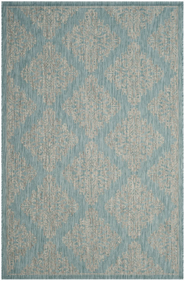 Safavieh Courtyard Elegant Power Loomed Area Rug - Timeless Damask Motifs For Indoor & Outdoor Spaces Dark Grey ,Light Grey 88% Polypropylene,12% Polyester Cy8765-07821-5