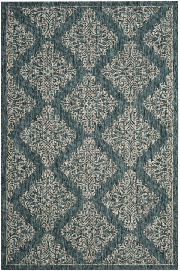 Safavieh Courtyard Elegant Power Loomed Area Rug - Timeless Damask Motifs For Indoor & Outdoor Spaces Dark Grey ,Light Grey 88% Polypropylene,12% Polyester Cy8765-07821-5