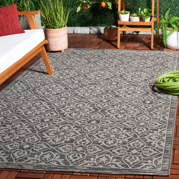 Safavieh Courtyard Elegant Power Loomed Area Rug - Luxurious Brown & Beige Centerpiece For Any Space Dark Grey ,Light Grey 88% Polypropylene,12% Polyester Cy8766-07821-810