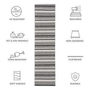 Safavieh Courtyard Contemporary Indoor/Outdoor Area Rug – Sleek Black And Grey Design, Durable & Stylish Comfort Black ,Grey 85.4% Polypropylene,10.4% Polyester,4.2% Latex Cy8784-37612-27