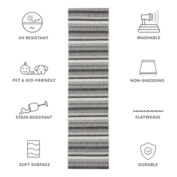 Safavieh Courtyard Contemporary Indoor/Outdoor Area Rug – Sleek Black And Grey Design, Durable & Stylish Comfort Black ,Grey 85.4% Polypropylene,10.4% Polyester,4.2% Latex Cy8784-37612-27