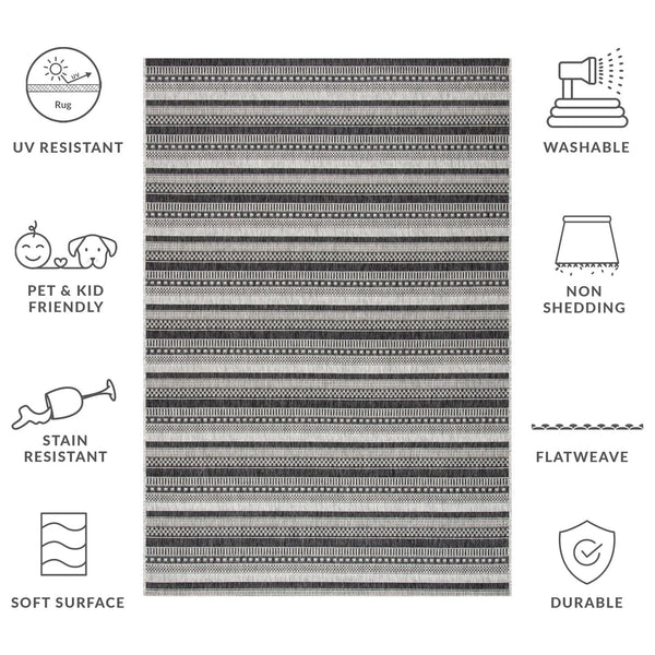 Safavieh Courtyard Contemporary Indoor/Outdoor Area Rug – Sleek Black And Grey Design, Durable & Stylish Comfort Black ,Grey 85.4% Polypropylene,10.4% Polyester,4.2% Latex Cy8784-37612-27