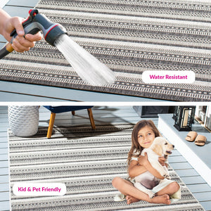 Safavieh Courtyard Contemporary Indoor/Outdoor Area Rug – Sleek Black And Grey Design, Durable & Stylish Comfort Black ,Grey 85.4% Polypropylene,10.4% Polyester,4.2% Latex Cy8784-37612-27