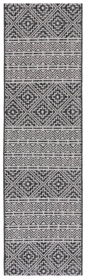 Safavieh Courtyard Contemporary Geometric Area Rug For Indoor/Outdoor Elegance - Durable & Stylish Design Black ,Grey 88% Polypropylene,12% Polyester Cy8787-37621-4r