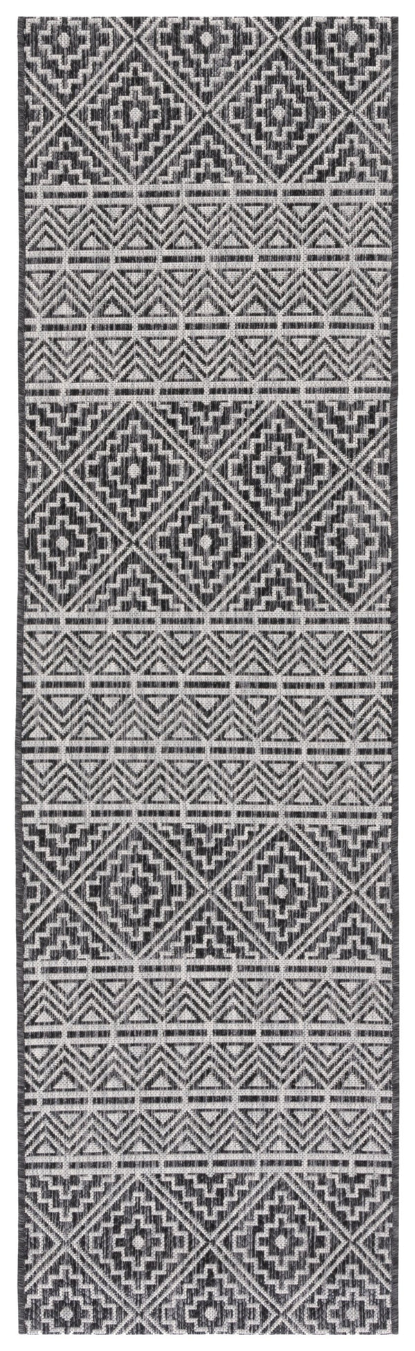 Safavieh Courtyard Contemporary Geometric Area Rug For Indoor/Outdoor Elegance - Durable & Stylish Design Black ,Grey 88% Polypropylene,12% Polyester Cy8787-37621-4r