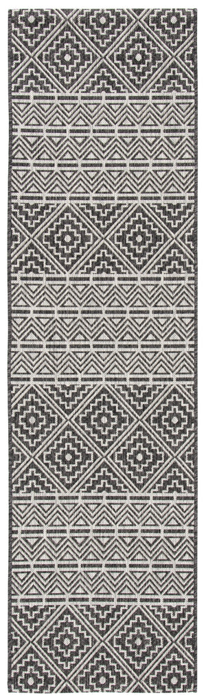 Safavieh Courtyard Contemporary Geometric Area Rug For Indoor/Outdoor Elegance - Durable & Stylish Design Black ,Grey 88% Polypropylene,12% Polyester Cy8787-37621-4r