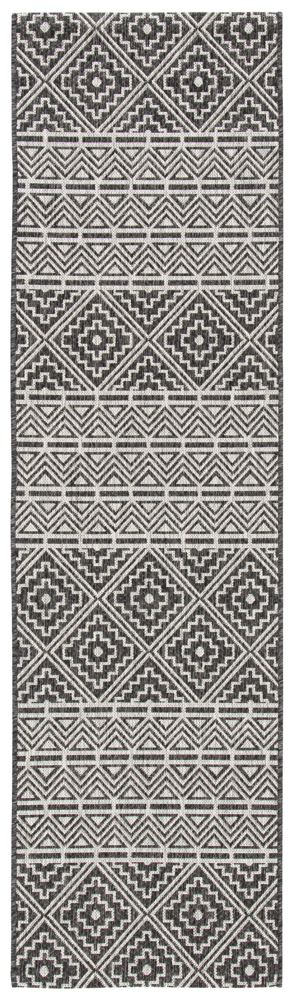Safavieh Courtyard Contemporary Geometric Area Rug For Indoor/Outdoor Elegance - Durable & Stylish Design Black ,Grey 88% Polypropylene,12% Polyester Cy8787-37621-4r