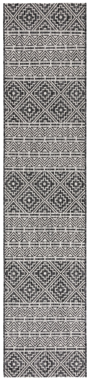 Safavieh Courtyard Contemporary Geometric Area Rug For Indoor/Outdoor Elegance - Durable & Stylish Design Black ,Grey 88% Polypropylene,12% Polyester Cy8787-37621-4r