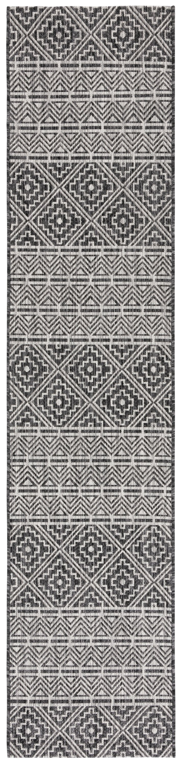 Safavieh Courtyard Contemporary Geometric Area Rug For Indoor/Outdoor Elegance - Durable & Stylish Design Black ,Grey 88% Polypropylene,12% Polyester Cy8787-37621-4r